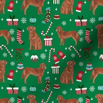golden retriever christmas fabric - red golden retriever fabric, dog fabric, dog christmas, dog design - green
