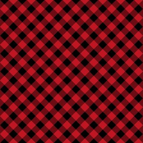 buffalo plaid - diagonal print - plaid check fabric, check fabric, buffalo plaid, red and black - 1/2" squares