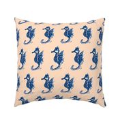 Navy Seahorses on Peach