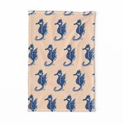 Navy Seahorses on Peach