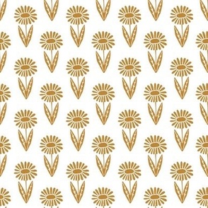 daisy stem fabric - floral fabric, daisies fabric, - mustard