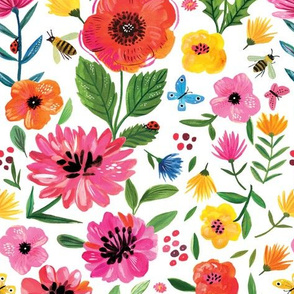 Rainbow florals - fabric