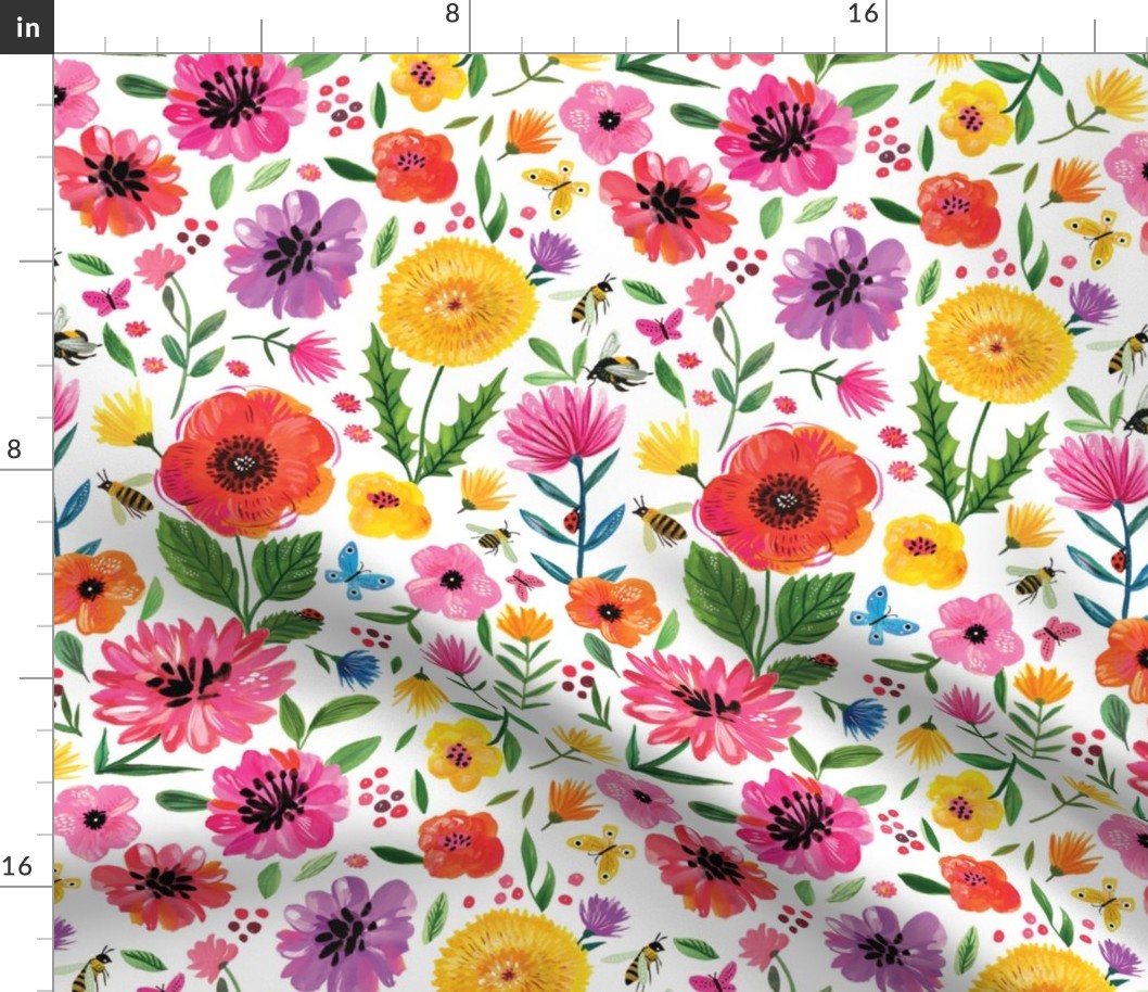 Rainbow florals - fabric