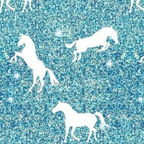 Horses on Turquoise Glitter