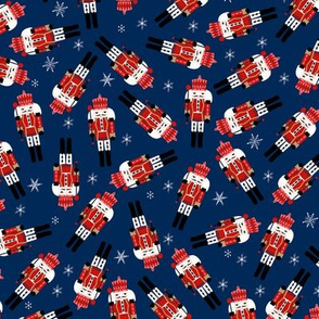 nutcracker christmas fabric - tossed, holiday fabric, nutcracker fabric - navy