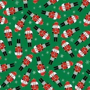 nutcracker christmas fabric - tossed, holiday fabric, nutcracker fabric -green