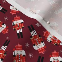 nutcracker christmas fabric - tossed, holiday fabric, nutcracker fabric - burgundy