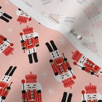 nutcracker christmas fabric - tossed, holiday fabric, nutcracker fabric - pink