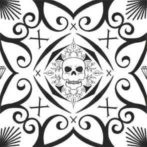 Fancy Skull - Black and White