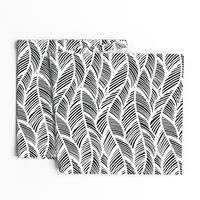 Waves Ocean Nautical Sea Shore Wave, Tropical Leaves Waves - Black and White