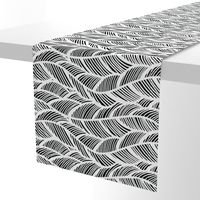 Waves Ocean Nautical Sea Shore Wave, Tropical Leaves Waves - Black and White