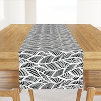 Waves Ocean Nautical Sea Shore Wave, Tropical Leaves Waves - Black and White