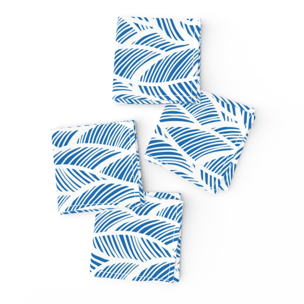 Waves Ocean Nautical Sea Shore Wave, Tropical Leaves Waves - Blue and White