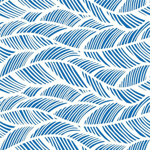 Waves Ocean Nautical Sea Shore Wave, Tropical Leaves Waves - Blue and White