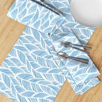 Waves Ocean Nautical Sea Shore Wave, Tropical Leaves Waves - Carolina Blue and White