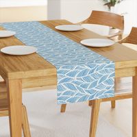 Waves Ocean Nautical Sea Shore Wave, Tropical Leaves Waves - Carolina Blue and White