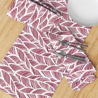 Waves Ocean Nautical Sea Shore Wave, Tropical Leaves Waves - Garnet and White