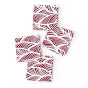 Waves Ocean Nautical Sea Shore Wave, Tropical Leaves Waves - Garnet and White