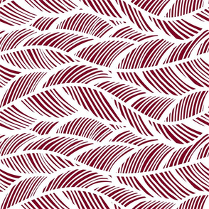 Waves Ocean Nautical Sea Shore Wave, Tropical Leaves Waves - Garnet and White