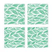 Waves Ocean Nautical Sea Shore Wave, Tropical Leaves Waves - Green and White