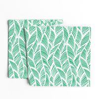 Waves Ocean Nautical Sea Shore Wave, Tropical Leaves Waves - Green and White