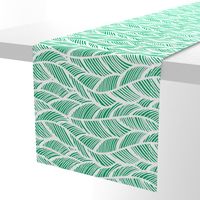 Waves Ocean Nautical Sea Shore Wave, Tropical Leaves Waves - Green and White