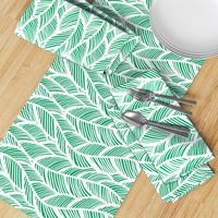 Waves Ocean Nautical Sea Shore Wave, Tropical Leaves Waves - Green and White