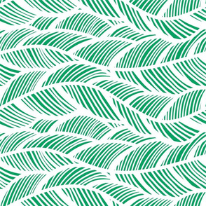 Waves Ocean Nautical Sea Shore Wave, Tropical Leaves Waves - Green and White