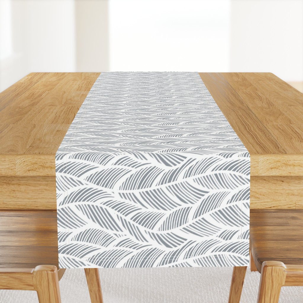 Waves Ocean Nautical Sea Shore Wave, Tropical Leaves Waves - Grey and White