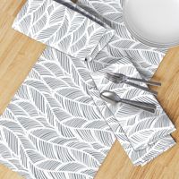 Waves Ocean Nautical Sea Shore Wave, Tropical Leaves Waves - Grey and White