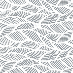 Waves Ocean Nautical Sea Shore Wave, Tropical Leaves Waves - Grey and White