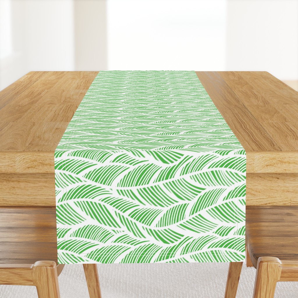 Waves Ocean Nautical Sea Shore Wave, Tropical Leaves Waves - Lime Green and White