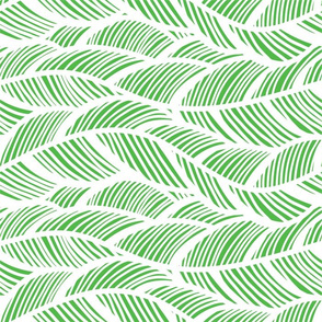 Waves Ocean Nautical Sea Shore Wave, Tropical Leaves Waves - Lime Green and White