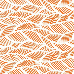 Waves Ocean Nautical Sea Shore Wave, Tropical Leaves Waves - Orange and White