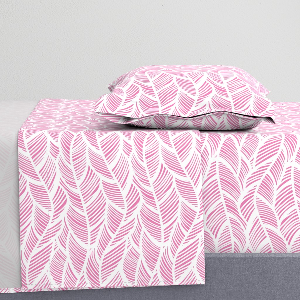 Waves Ocean Nautical Sea Shore Wave, Tropical Leaves Waves - Pink and White