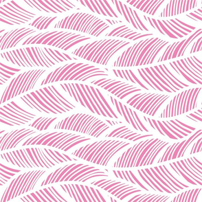 Waves Ocean Nautical Sea Shore Wave, Tropical Leaves Waves - Pink and White