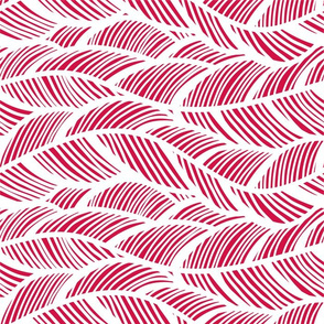 Waves Ocean Nautical Sea Shore Wave, Tropical Leaves Waves - Red and White