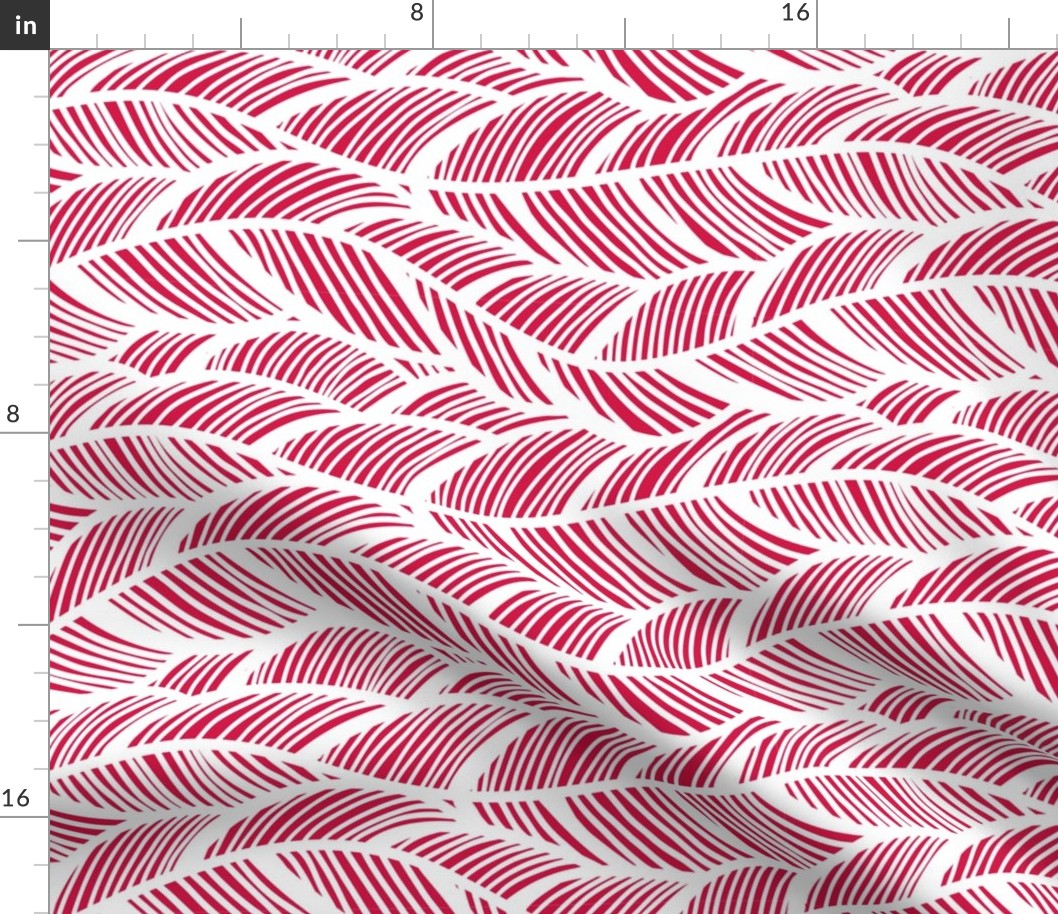 Waves Ocean Nautical Sea Shore Wave, Tropical Leaves Waves - Red and White