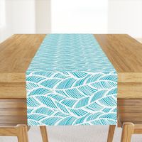 Waves Ocean Nautical Sea Shore Wave, Tropical Leaves Waves - Teal and White