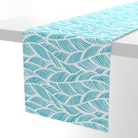 Waves Ocean Nautical Sea Shore Wave, Tropical Leaves Waves - Teal and White