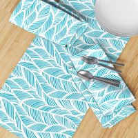 Waves Ocean Nautical Sea Shore Wave, Tropical Leaves Waves - Teal and White