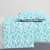 Waves Ocean Nautical Sea Shore Wave, Tropical Leaves Waves - Teal and White