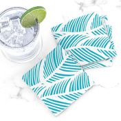 Waves Ocean Nautical Sea Shore Wave, Tropical Leaves Waves - Teal and White