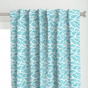 Waves Ocean Nautical Sea Shore Wave, Tropical Leaves Waves - Teal and White