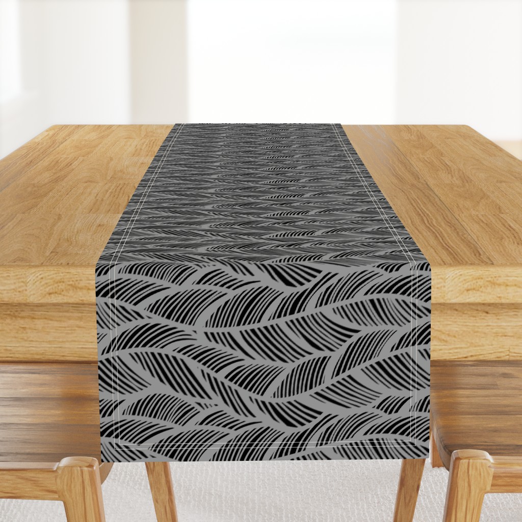 Waves Ocean Nautical Sea Shore Wave, Tropical Leaves Waves - Black