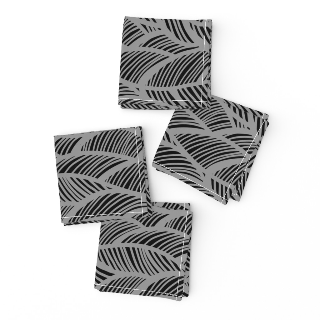 Waves Ocean Nautical Sea Shore Wave, Tropical Leaves Waves - Black