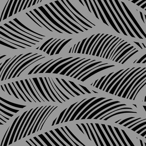 Waves Ocean Nautical Sea Shore Wave, Tropical Leaves Waves - Black