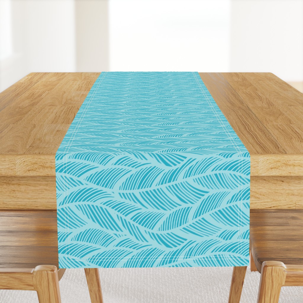 Waves Ocean Nautical Sea Shore Wave, Tropical Leaves Waves - Teal