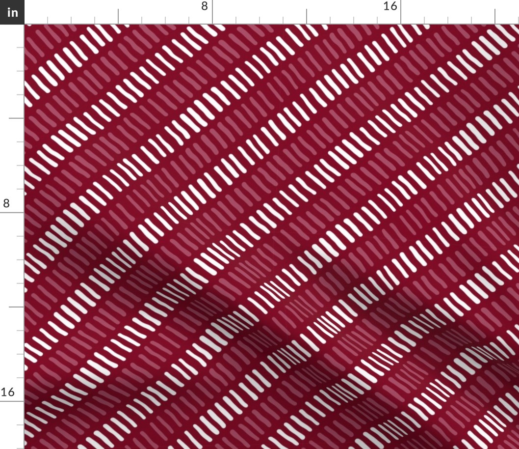 Stripes Diagonal  Garnet and White