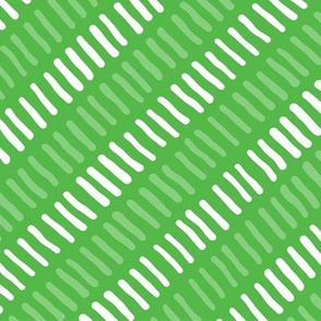 Stripes Diagonal  Lime Green and White
